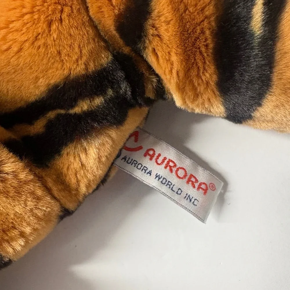 Aurora World Plush Tiger Backpack Orange Black Striped Animal Bag Adjustable